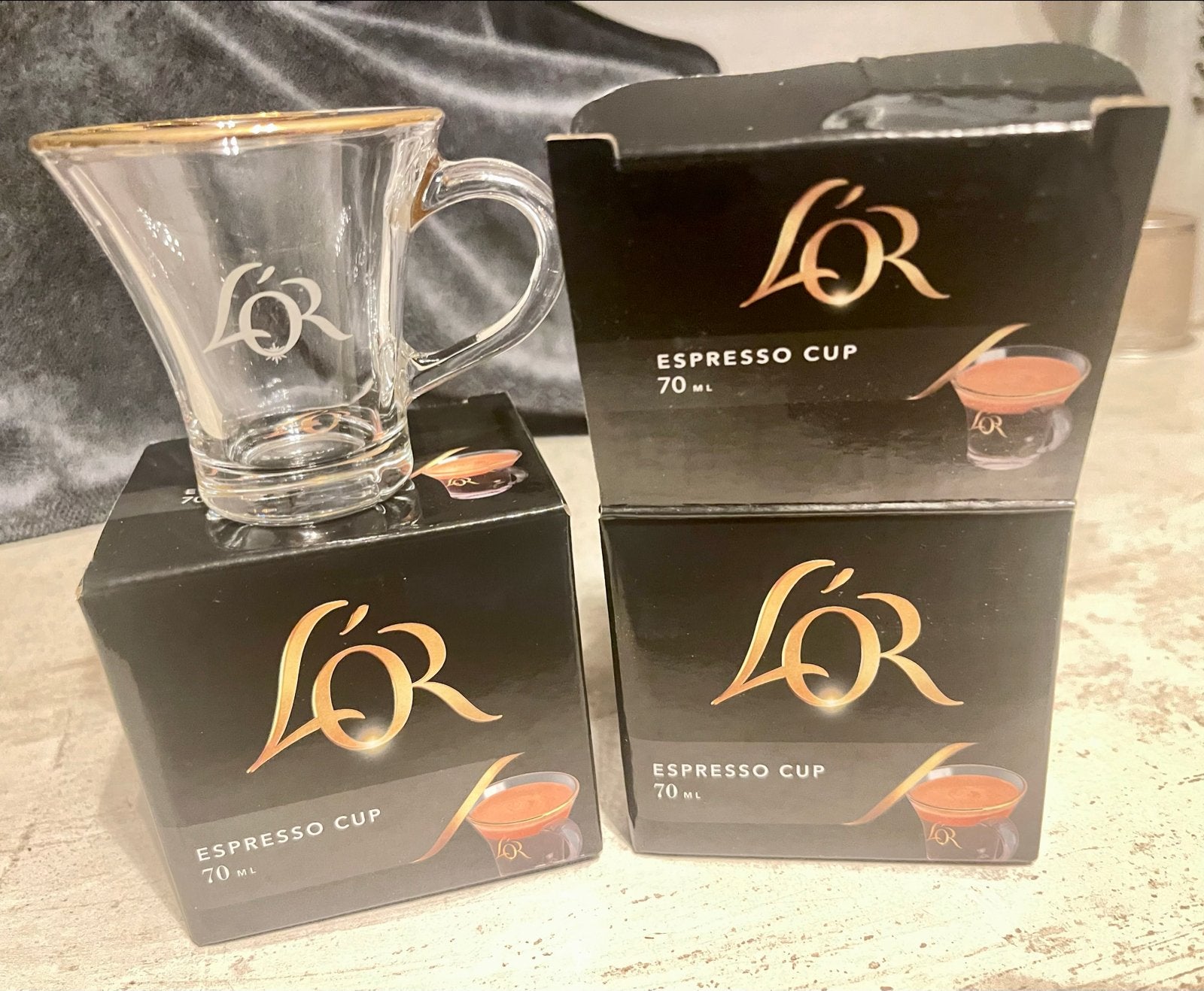Set van 2 L'OR Espresso Glazen 70ml - Splinternieuw in Doos, Nieuw, Ophalen of Verzenden, Meerkleurig, Overige merken