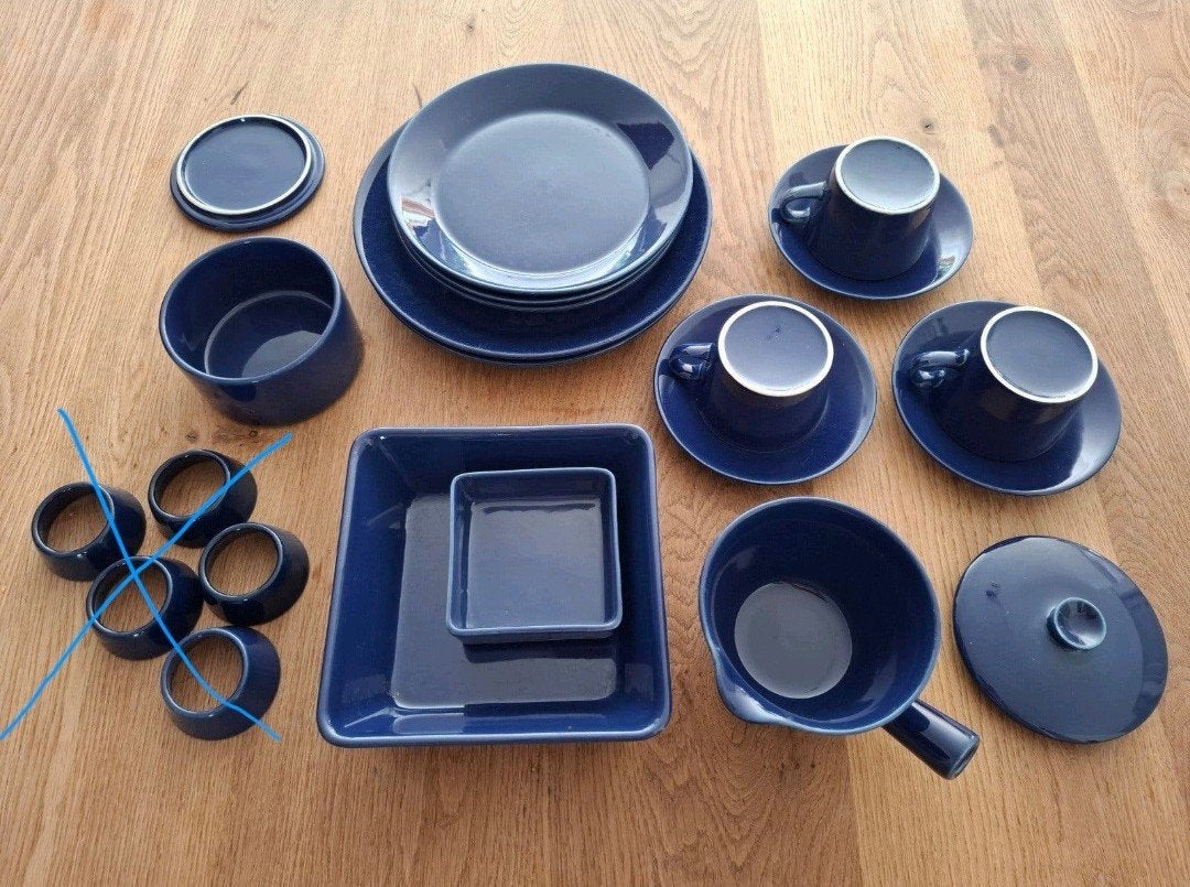 Set (17 stuks) Arabia Finland Kilta Teema in donkerblauw, Ophalen of Verzenden