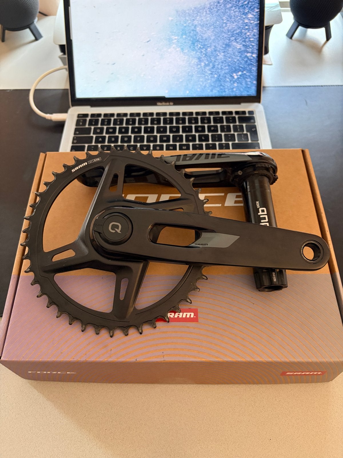 SRAM Rival E1 1x Crankstel 44T met Quarq Powermeter 170mm, Crankstel of Pedalen, Ophalen of Verzenden, Zo goed als nieuw, Gravelbike