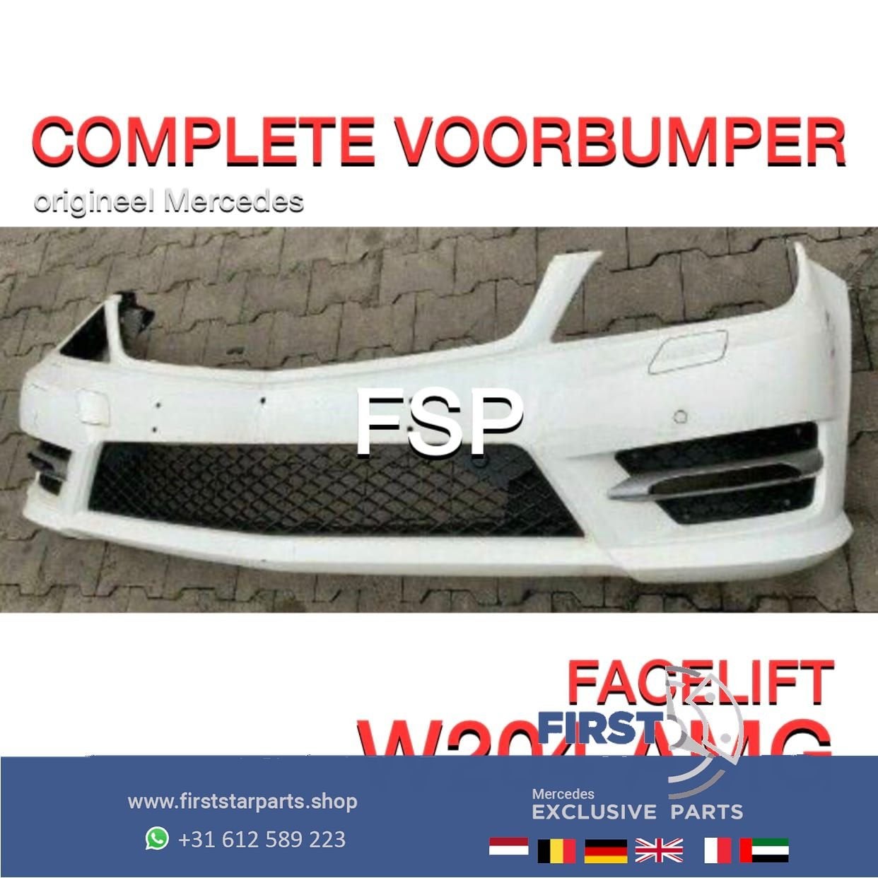 W204 AMG Voorbumper Facelift COMPLEET Mercedes C Klasse 2010, Gebruikt, -, Voor, Ophalen of Verzenden