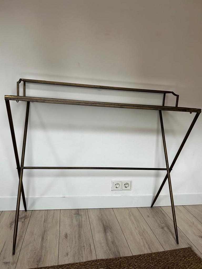 Mooie PTMD Emily glass sidetable gold, Ophalen, 50 tot 100 cm, Landelijke stijl, Glas