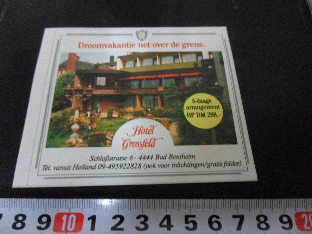 sticker Duitsland Bad Bentheim Hotel Grossfeld  KH154 *, Verzamelen, Stickers, Zo goed als nieuw, Ophalen