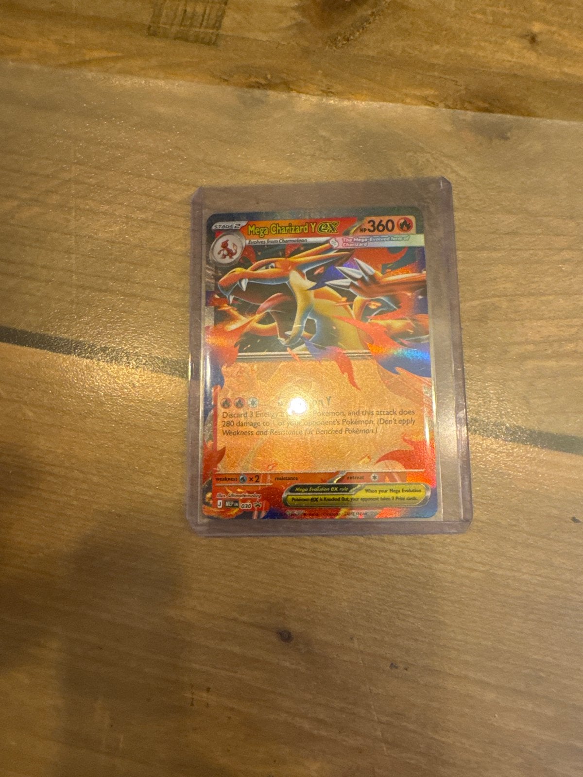 Mega Charizard Y EX Pokémon kaart, Ophalen of Verzenden, Zo goed als nieuw, Losse kaart, Foil