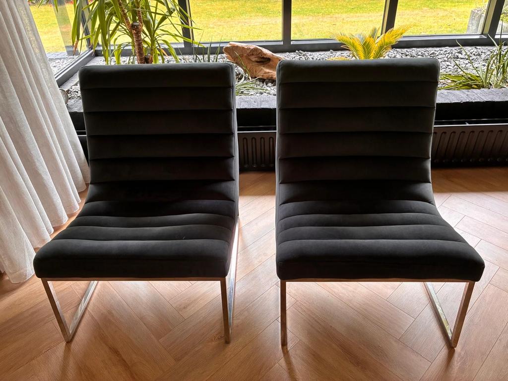 2 stoelen feauteuil grijs, Ophalen, Gebruikt, Grijs, Twee
