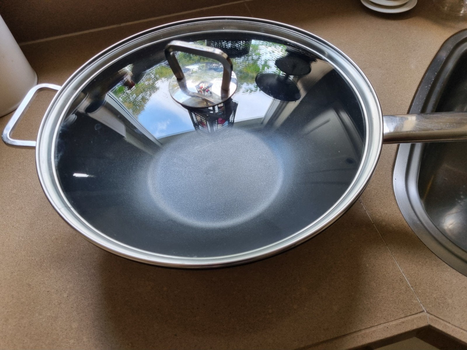 Vivo Villeroy & Boch wokpan met deksel, Ophalen, Met deksel, Zo goed als nieuw, Rvs
