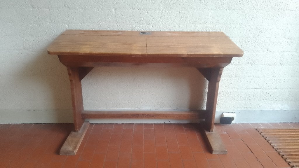 Schoolbankje bureau hout, Ophalen