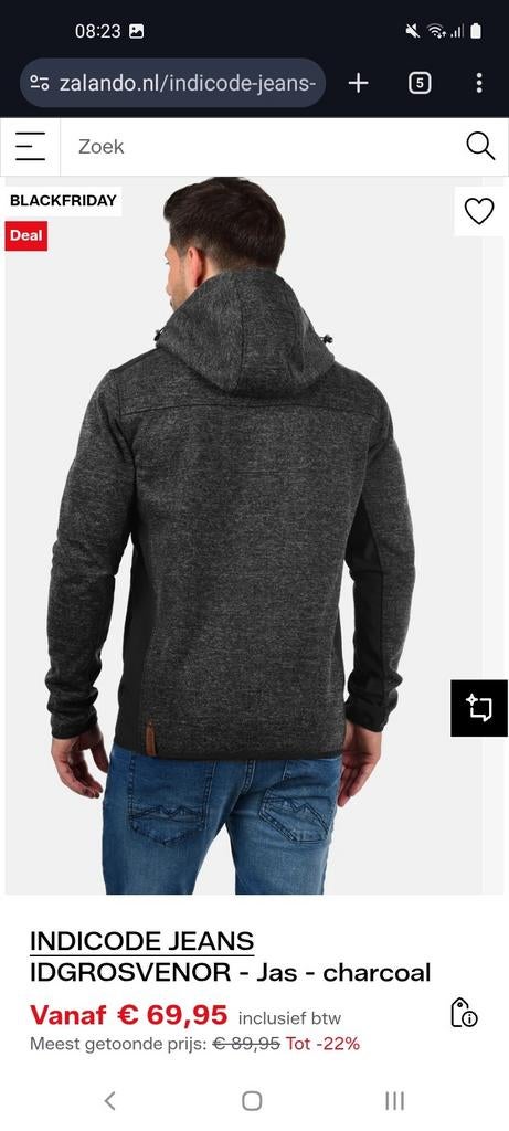 Heren jas/hoodie met rits nieuw Indigo maat M!, Ophalen of Verzenden, Nieuw
