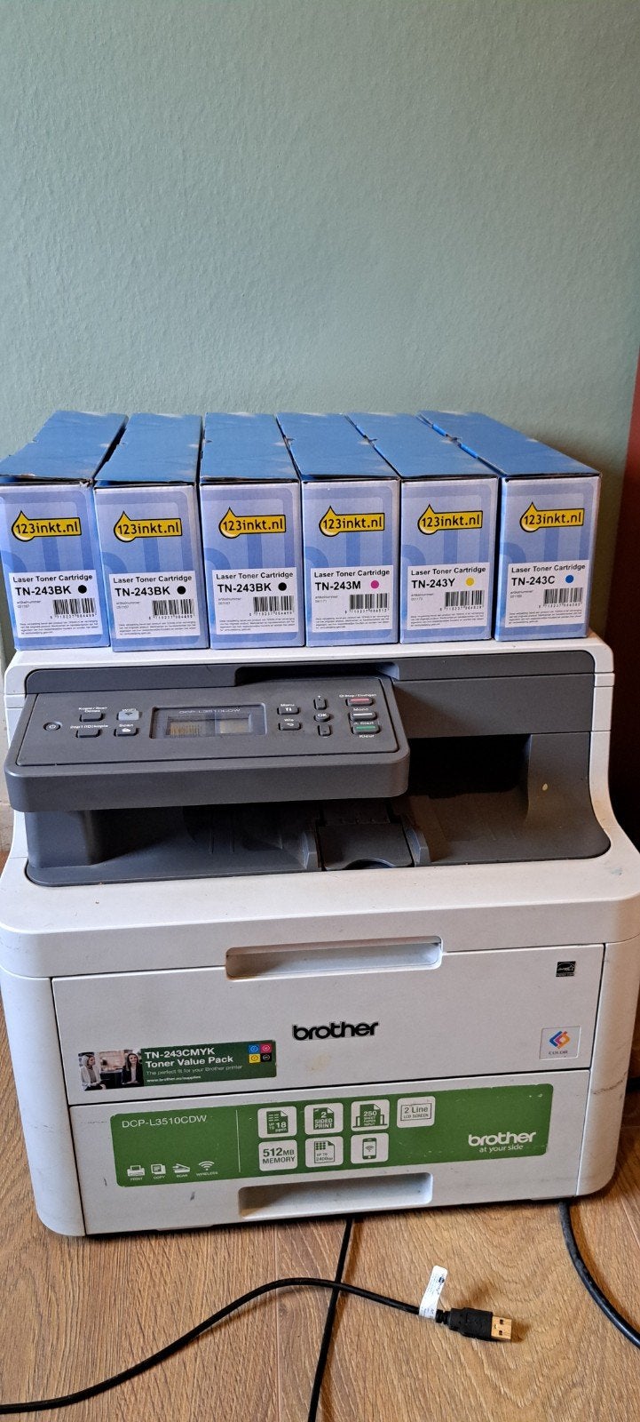 Brother DCP-L3510CDW Laserprinter met extra toners, Computers en Software, Ophalen, Gebruikt, All-in-one, Draadloos