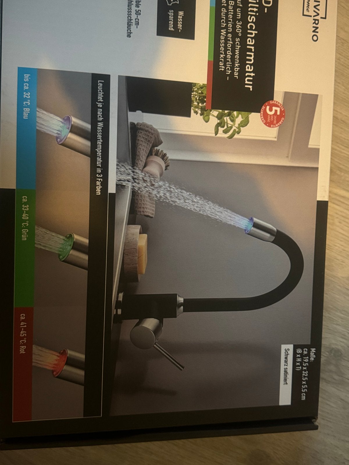home LED-Spoelkraan met temperatuurweergave, Huis en Inrichting, Overige typen, Nieuw, Ophalen of Verzenden, Zwart