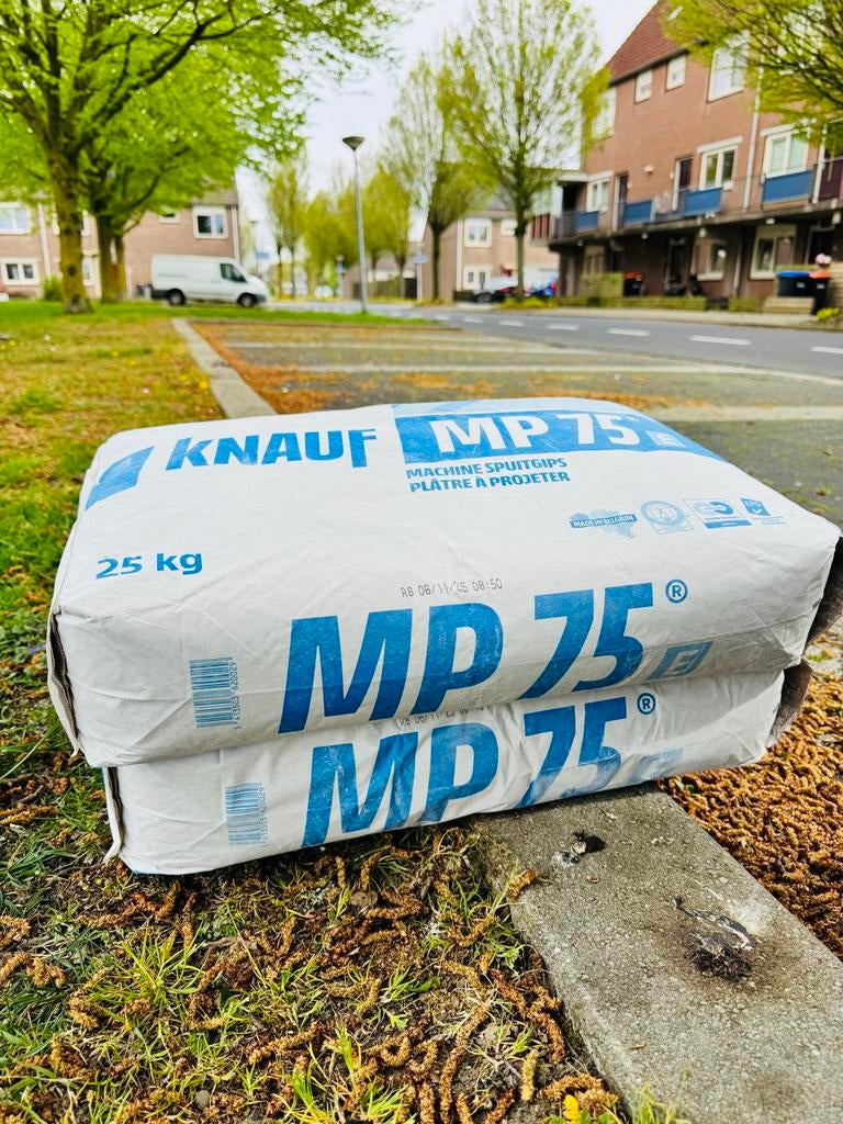 2x 25 KG Knauf MP 75 ongeopend spuitgips, Ophalen of Verzenden, Nieuw, Overige typen