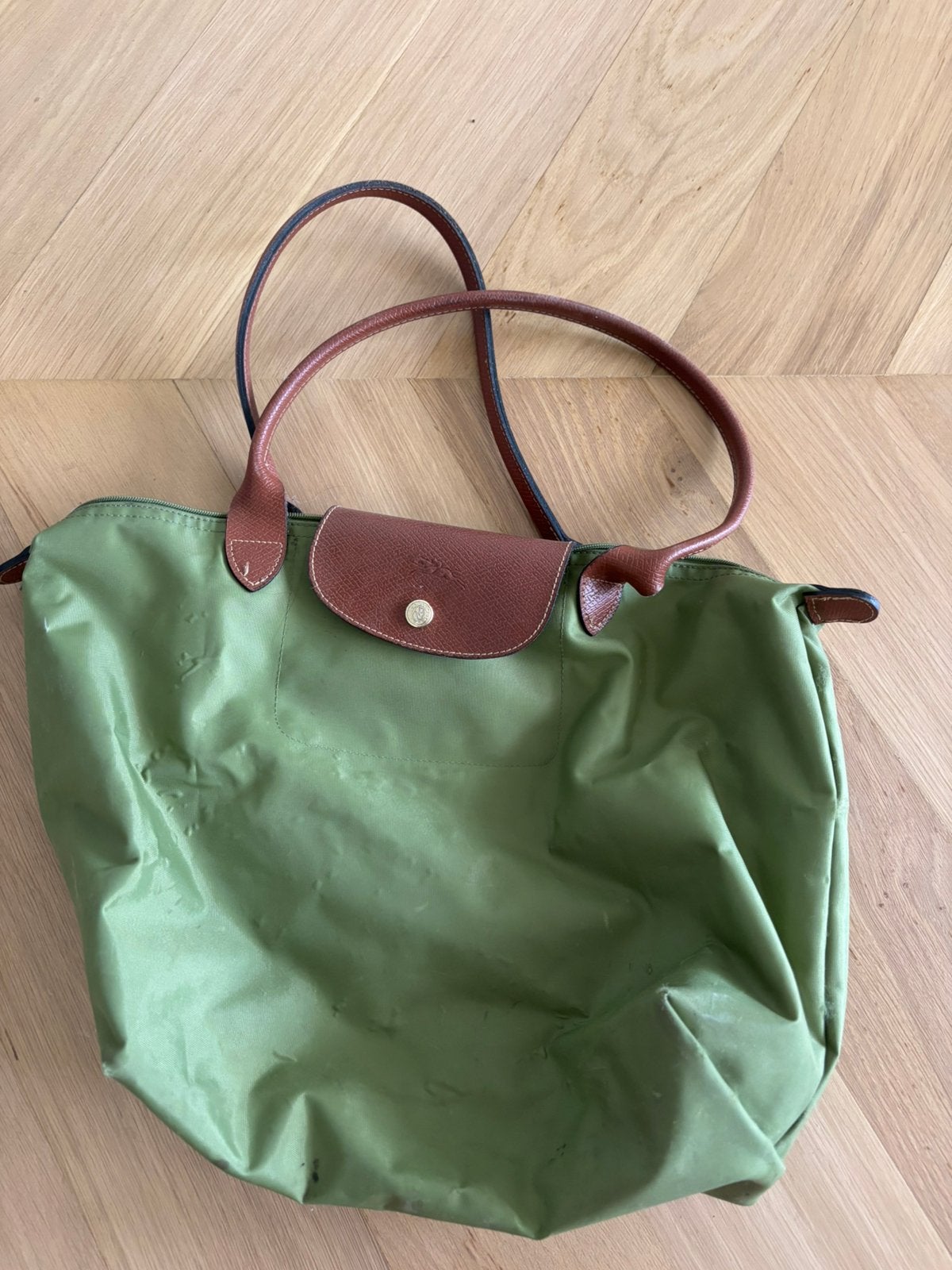 Longchamp Le Pliage grote groene tas, Ophalen of Verzenden, Gebruikt, Groen, Shopper