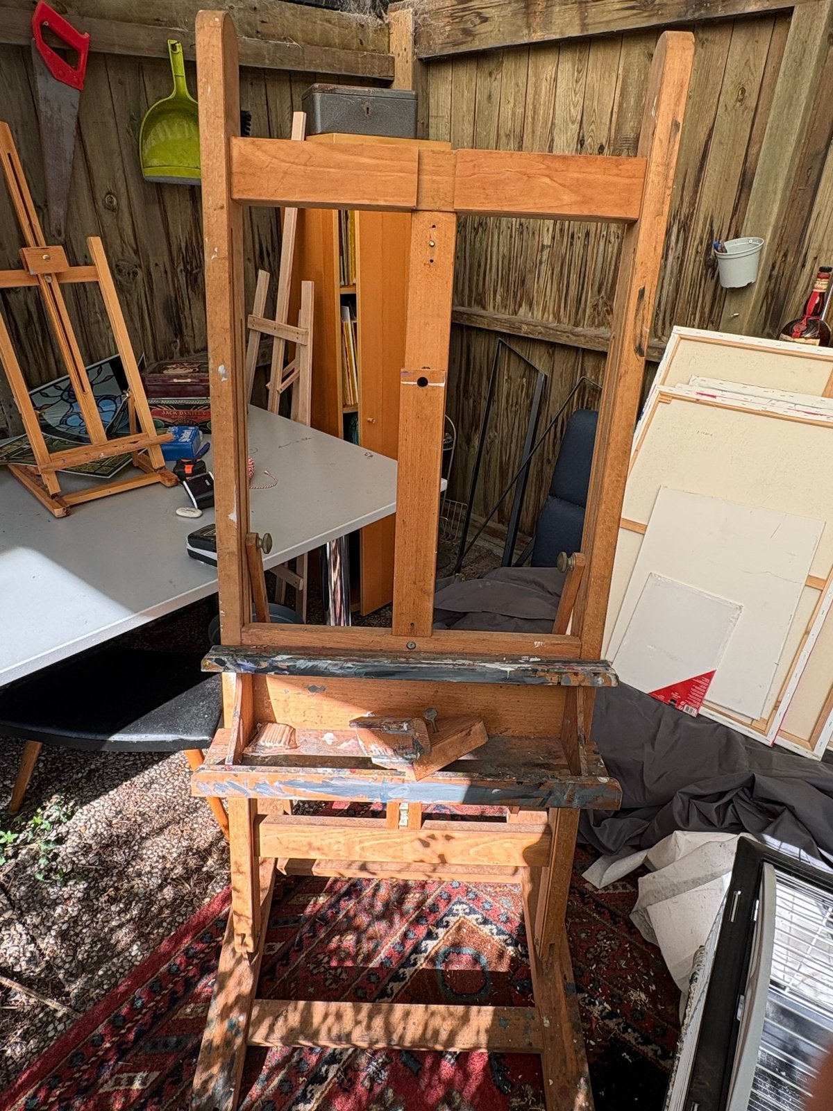 Robuuste houten schildersezel - Gebruikt maar functioneel, Ophalen of Verzenden, Gebruikt, Ezel