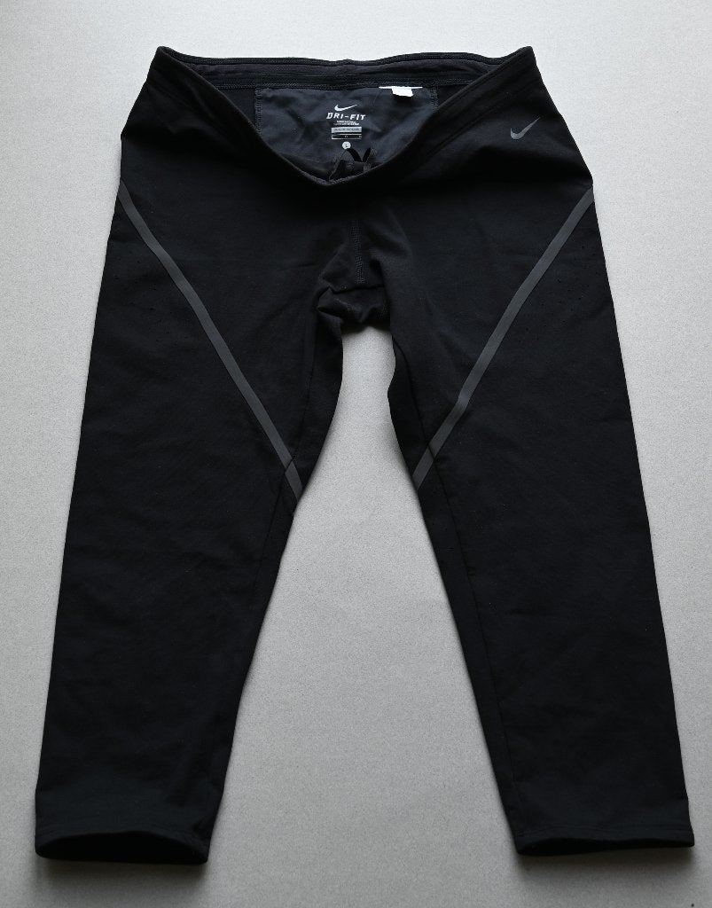 Nike Dri-FIT crop legging dames L zwart, refelectiestrepen, Zwart, Maat 42/44 (L), Nike, Ophalen of Verzenden