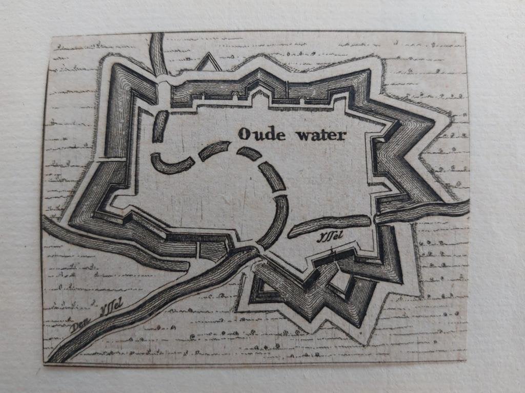 8 / Grondtekening van Oudewater Gravure uit 1675, Ophalen of Verzenden