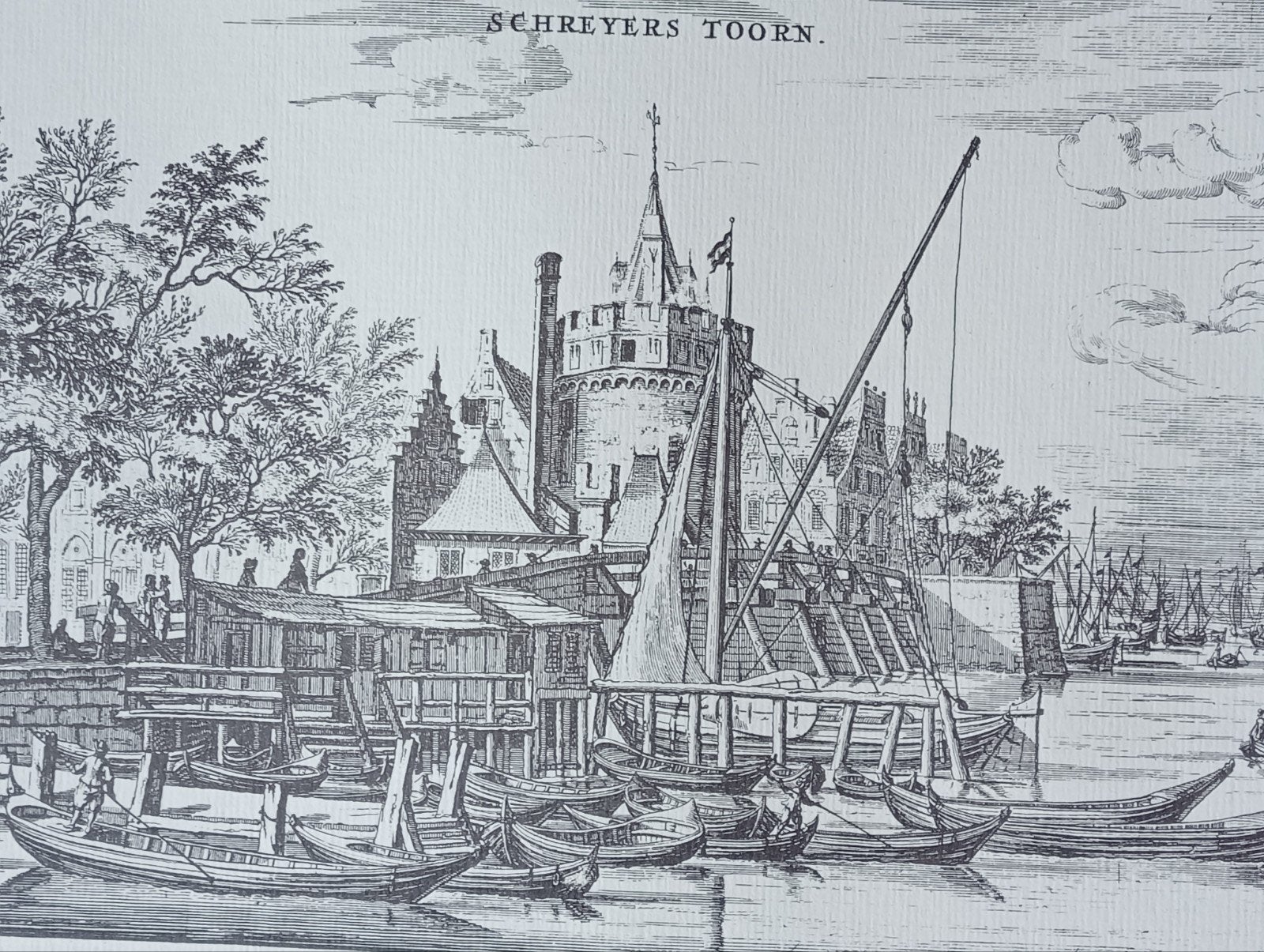 Gravure De Schreierstoren Amsterdam, Antiek en Kunst, Ophalen of Verzenden