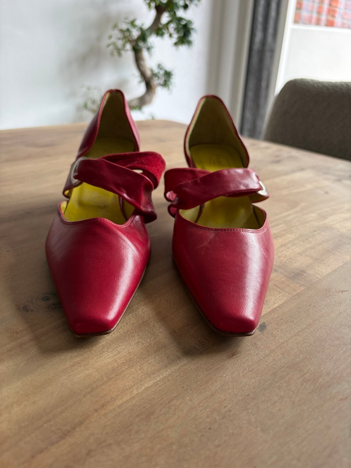 Nalini rode leren pumps met bandjes - Maat 37, Ophalen of Verzenden, Zo goed als nieuw, Rood, Pumps