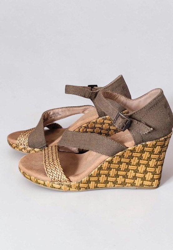 TOMS Clarissa Sleehak Sandalen - Olijfgroen - Maat 37,5, Zo goed als nieuw, Toms, Groen, Sandalen of Muiltjes