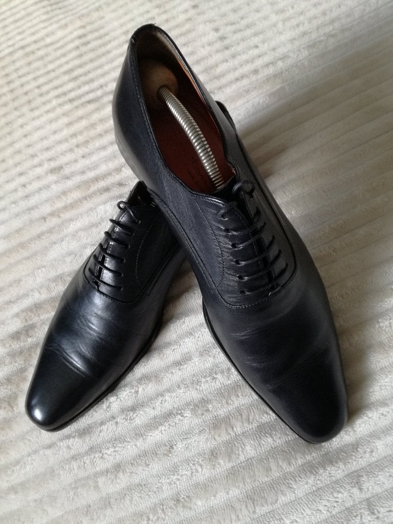 Santoni veterschoenen - maat 7,5 in zwart (i.z.g.st), Verzenden, Zwart, Santoni, Gedragen