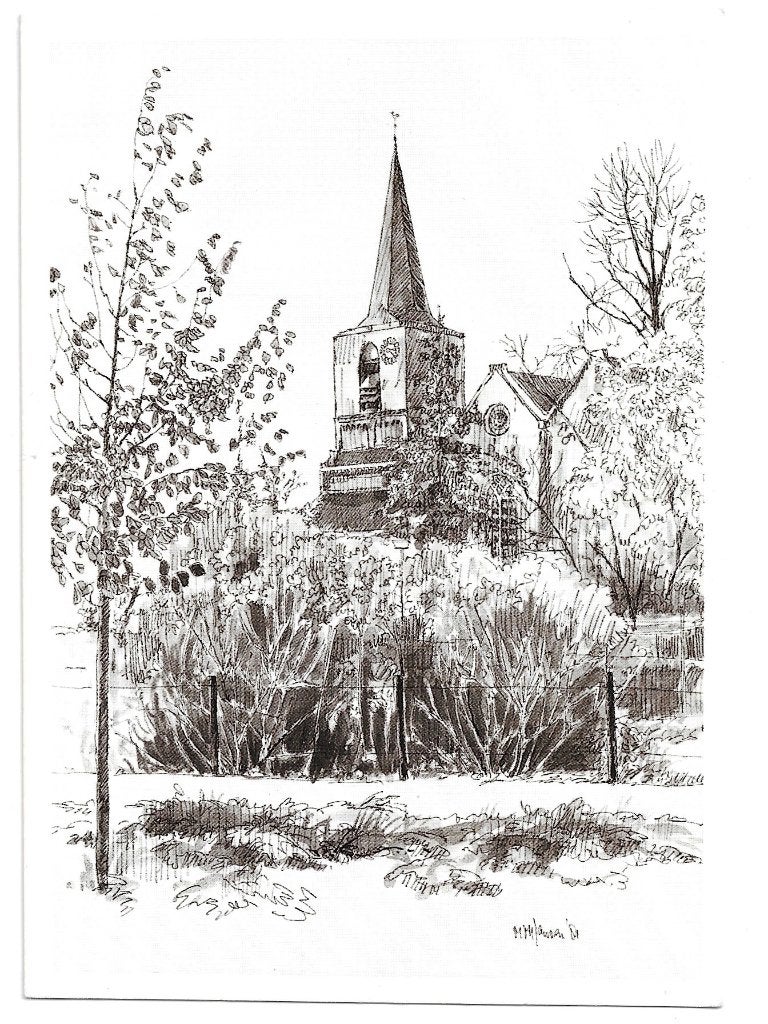 AK Bennekom - De Oude Kerk, Marius Jansen, Verzenden, 1960 tot 1980, Ongelopen, Gelderland