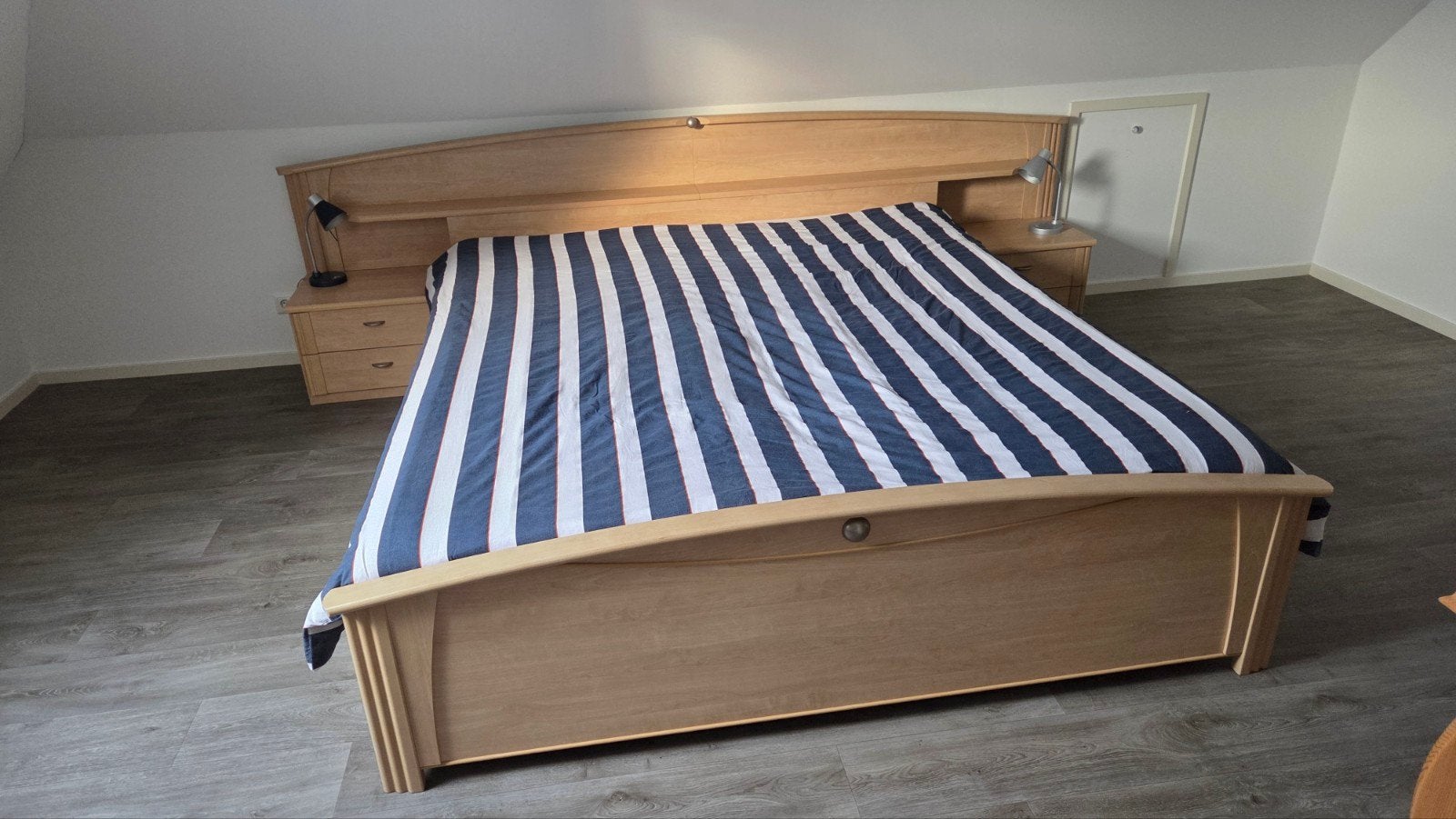 Ledikant 180x210 cm met verstelbare Auping spiraalbodems, Ophalen, Overige kleuren, 210 cm, Tweepersoons