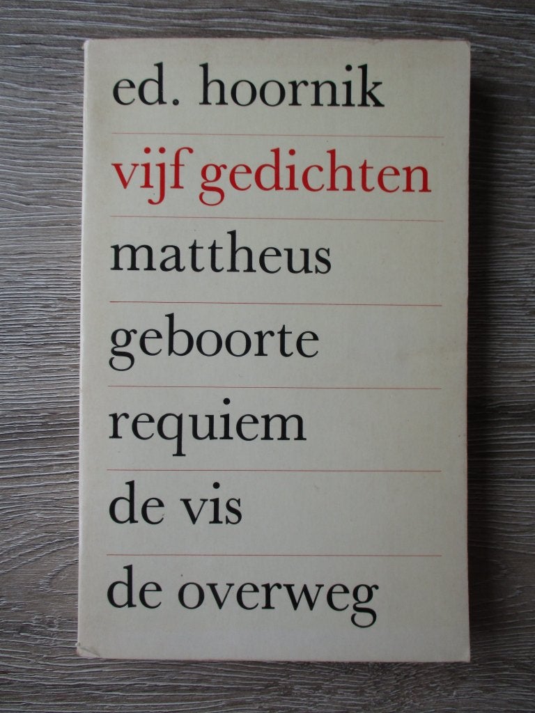 Ed hoornik vijf gedichten, Ophalen of Verzenden, Gelezen