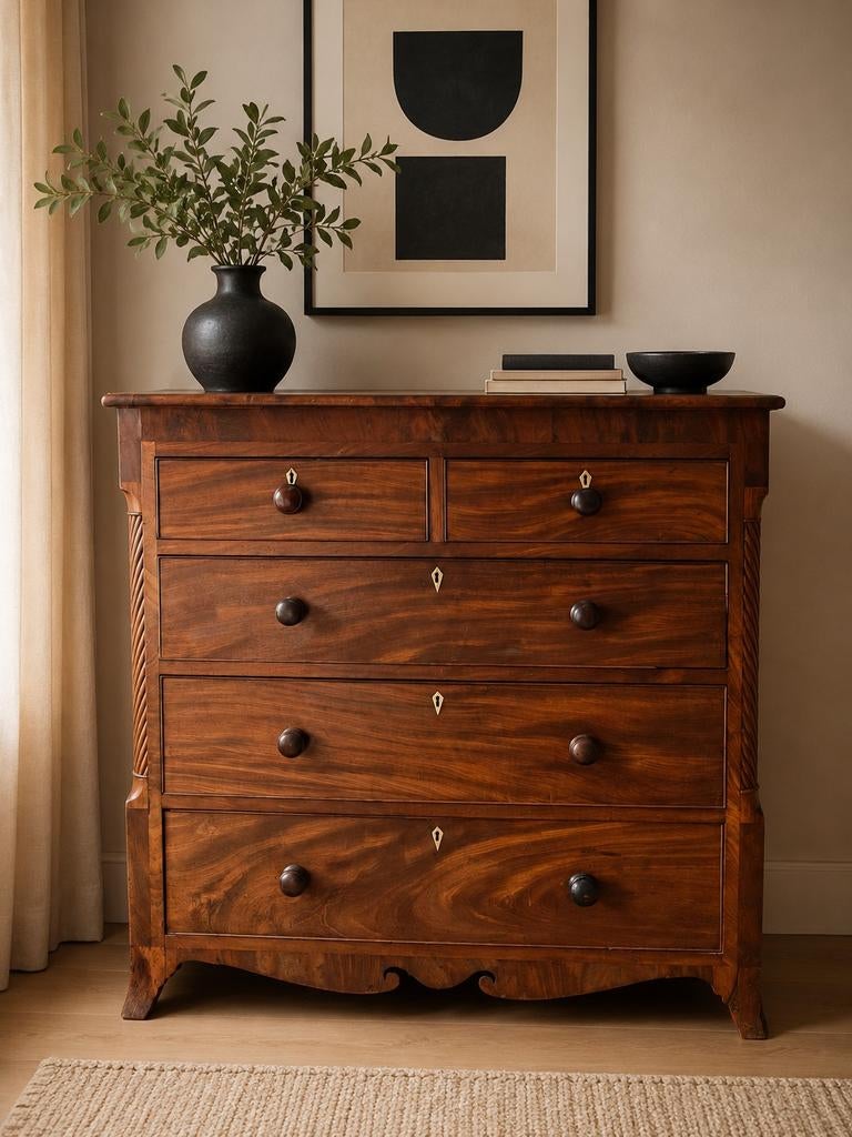 Grote antieke Engelse ladenkast / chiffoniere / dressoir, Ophalen, Gebruikt, 100 tot 150 cm, 5 laden of meer