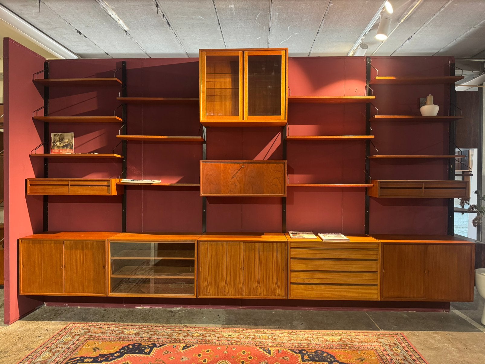 Poul Cadovius by Royal System vintage modulair wandsysteem, 200 cm of meer, Glas, 300 cm of meer, Ophalen of Verzenden