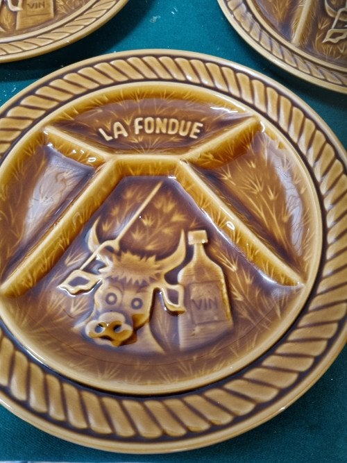 foundue borden frans vintage, Ophalen of Verzenden