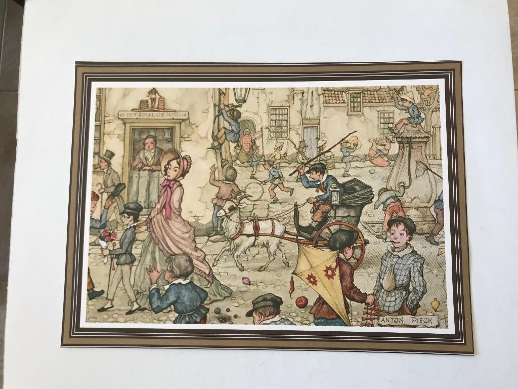 Anton Pieck prentIn den Rockende Moriaan.  etc., Verzamelen, Ophalen of Verzenden, Zo goed als nieuw, Voor 1940, Prent