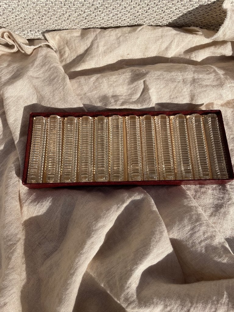 Set vintage kristallen messenleggers Kristalunie Maastricht, Ophalen of Verzenden