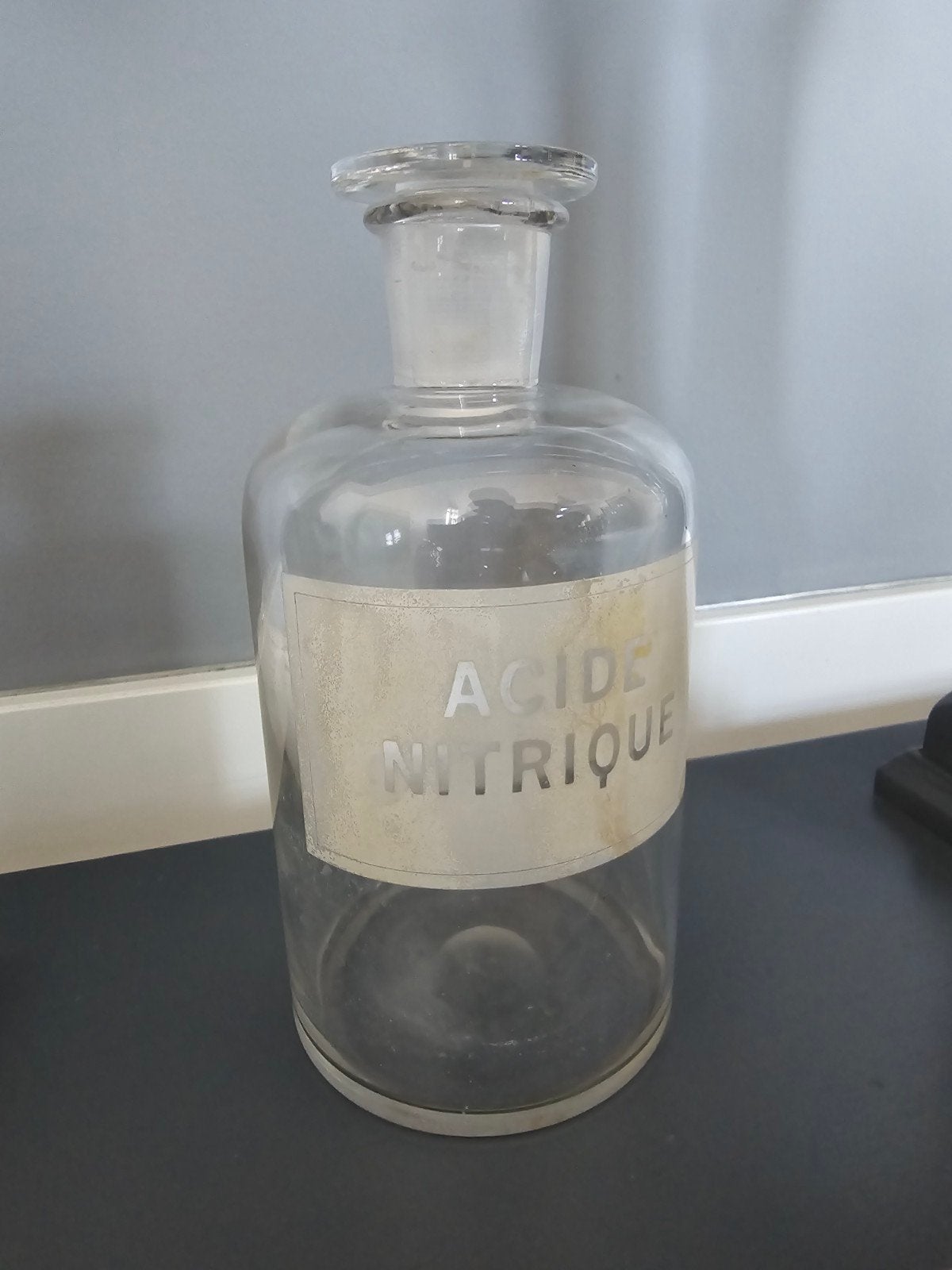 Antiek grote Apothekersfles Salpeterzuur ACIDE NITRIQU €25, Ophalen of Verzenden