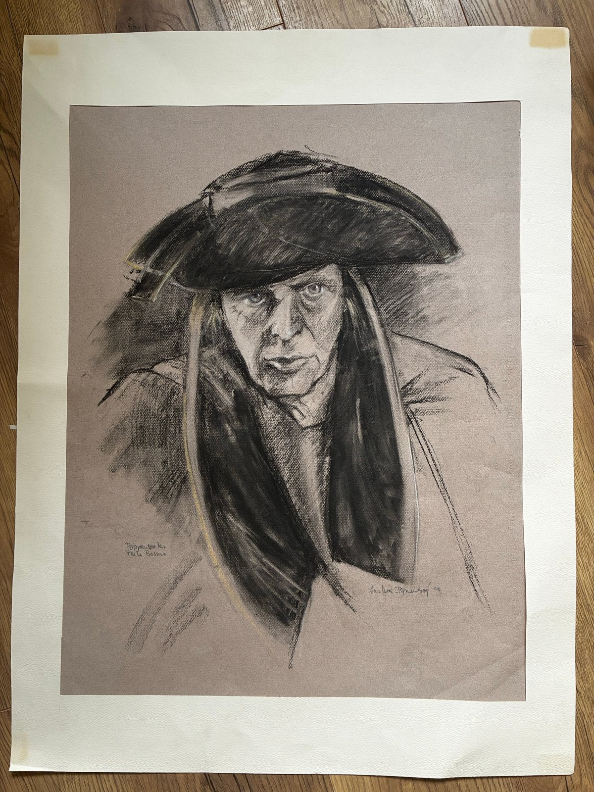 FEIKE BOSCHMA de poppenspeler- Tekening houtskool op papier, Ophalen of Verzenden, Tekening, Houtskooltekening, Gesigneerd