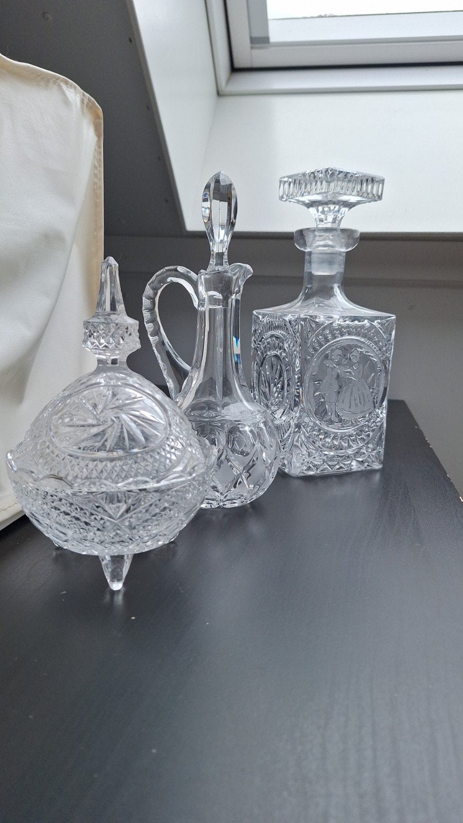 3-delig antiek kristallen set, Antiek en Kunst, Ophalen