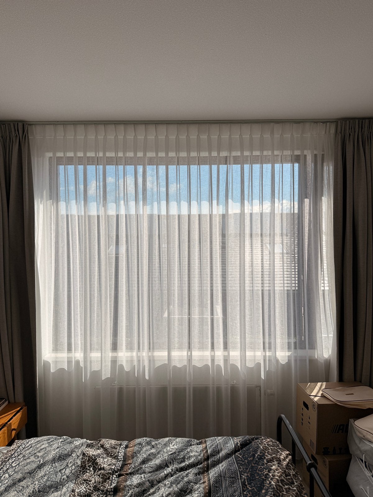 Vitrage linnen wit diverse maten (wegens verhuizing, Ophalen, Zo goed als nieuw, Wit, 200 cm of meer