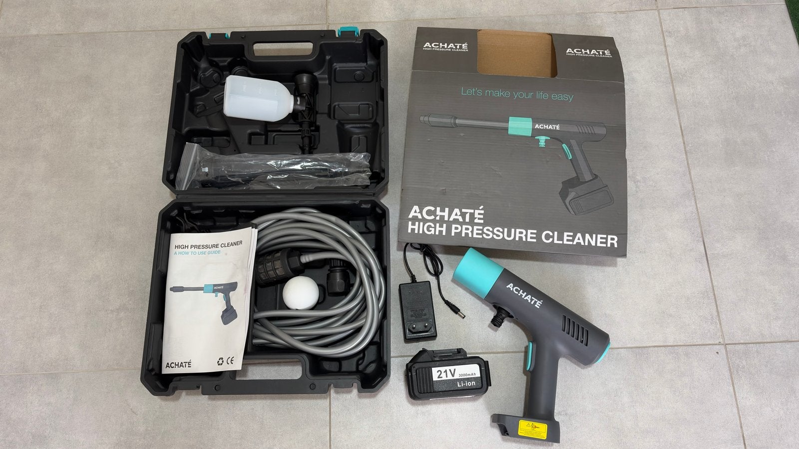 ACHATÉ Draadloze Hogedrukreiniger met Accu, Tuin en Terras, Ophalen of Verzenden, Nieuw, Accu
