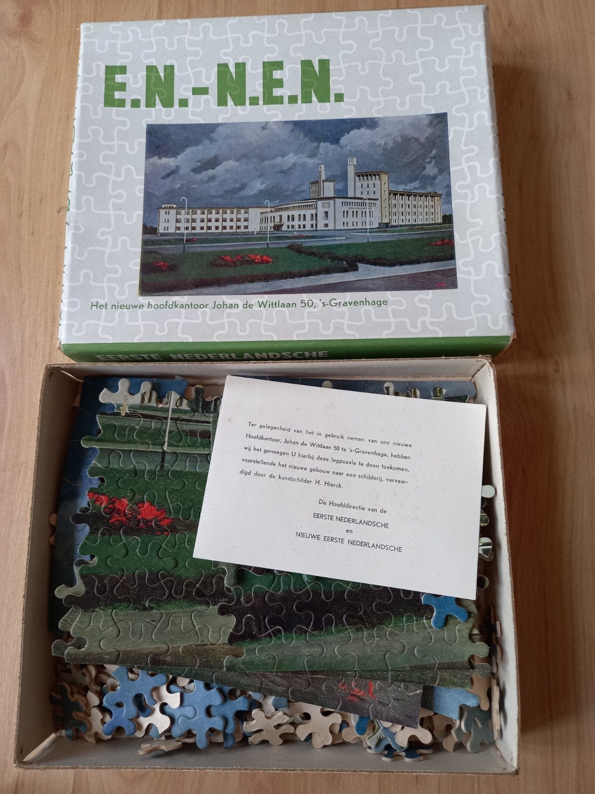 puzzel eerste Nederlandse verzekeringsmij E.N.-N.E.N., Ophalen of Verzenden, 500 t/m 1500 stukjes, Gebruikt, Legpuzzel