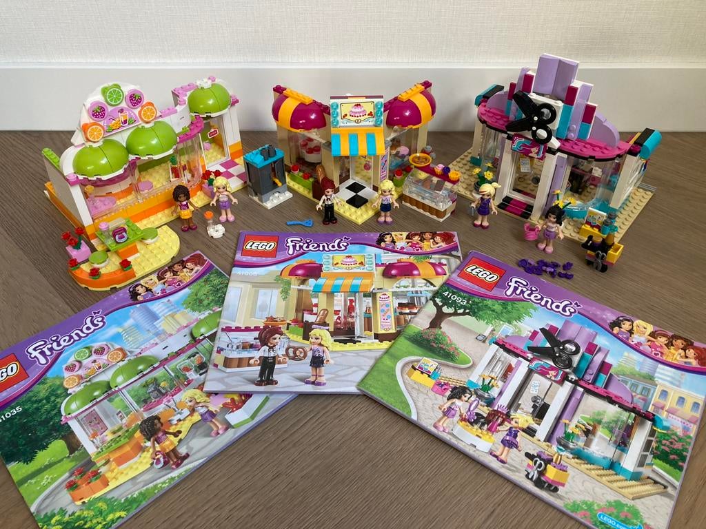 3x Lego Friends set. Thema: winkelstraatje 41035/41006/41093, Ophalen of Verzenden, Zo goed als nieuw, Complete set, Lego