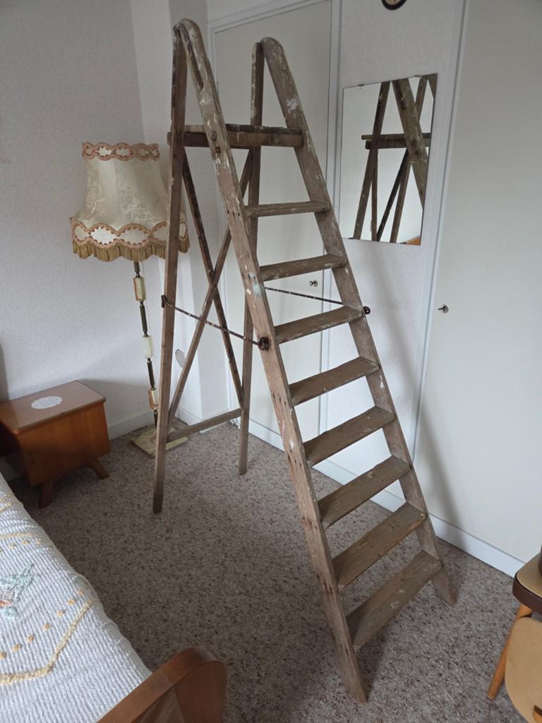 Brocante houten schilderstrap, schilders ladder, Ophalen