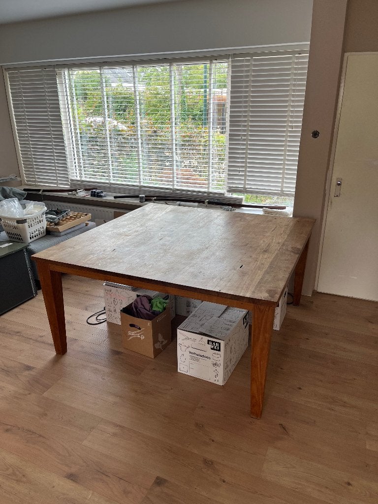 GRATIS eettafel vierkant 160 x 160, Huis en Inrichting, Ophalen, Gebruikt, 150 tot 200 cm, Eiken