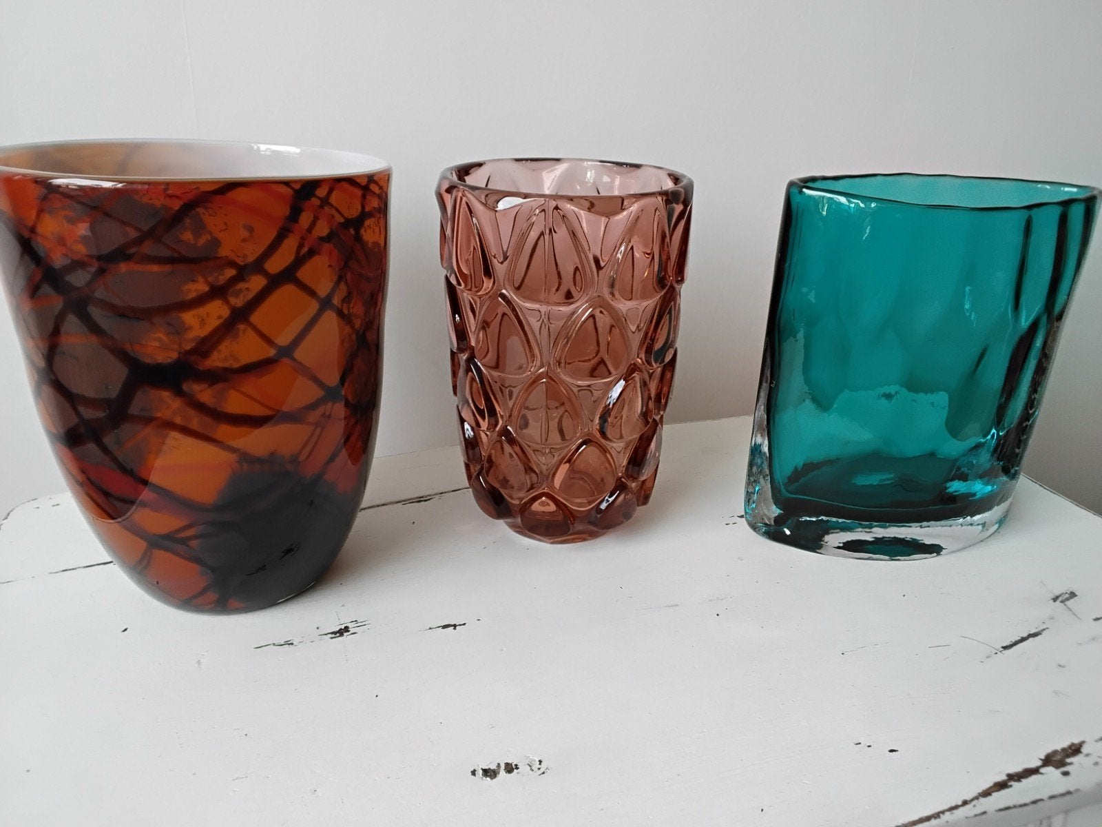 Glazen vazen per stuk, Huis en Inrichting, Ophalen, Zo goed als nieuw, Meerkleurig, 22 cm