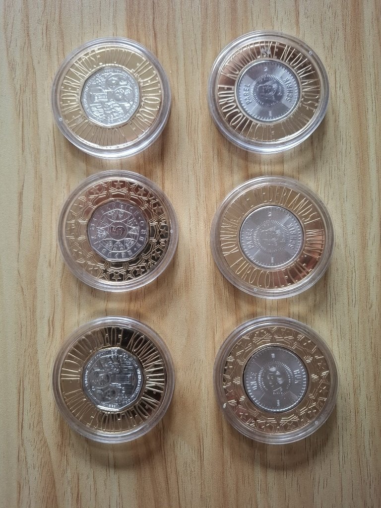 6 zilveren 5 euro herdenkingsmunten 2007 in capsules, Ophalen of Verzenden, Zilver