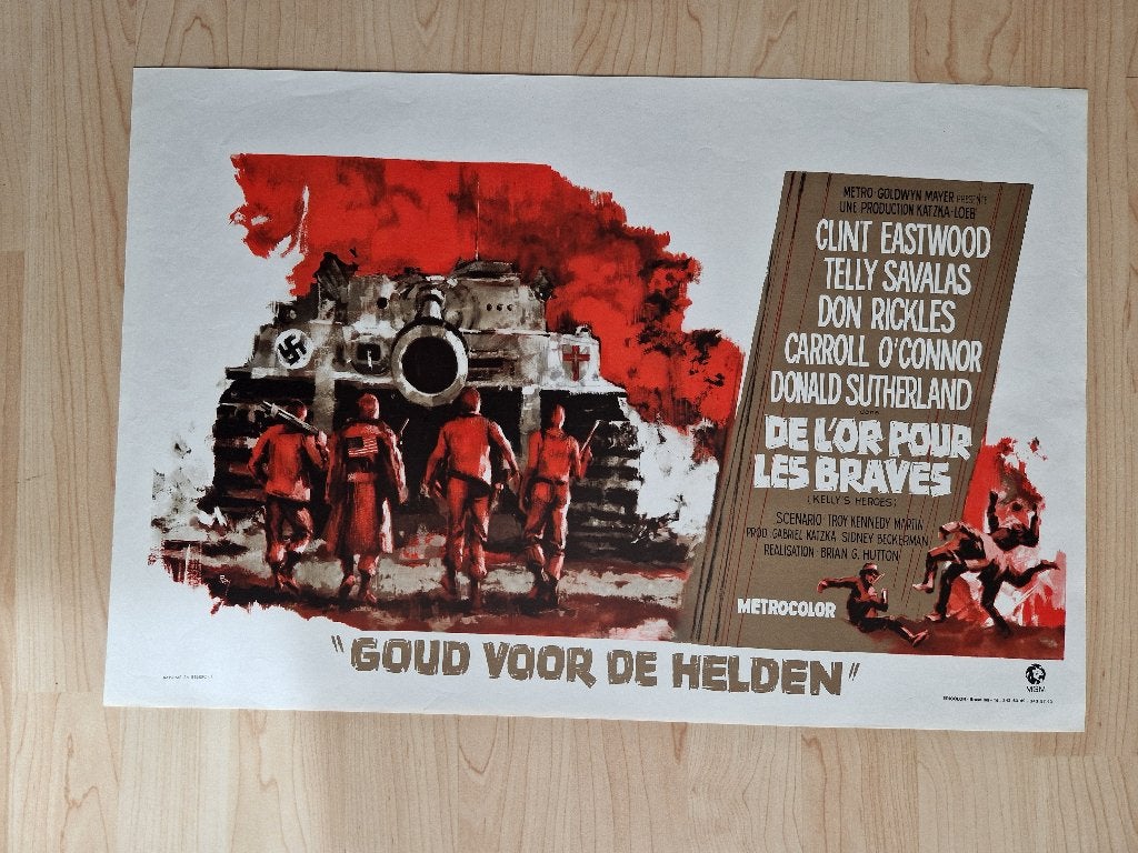 filmaffiche Clint Eastwood Kelly's Heroes 1970 filmposter, Rechthoekig Liggend, Ophalen of Verzenden, Zo goed als nieuw, A1 t/m A3