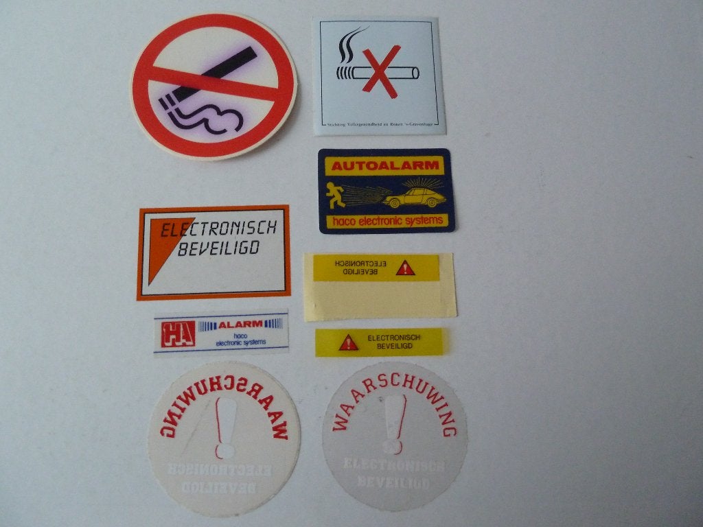 nr16 Waarschuwingsstickers 7 verschillende, Ophalen of Verzenden, Bedrijf of Vereniging