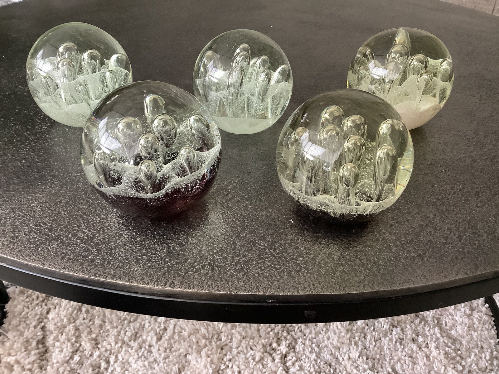 5x super mooie presse papier glasbol bol glas luchtbellen, Ophalen of Verzenden