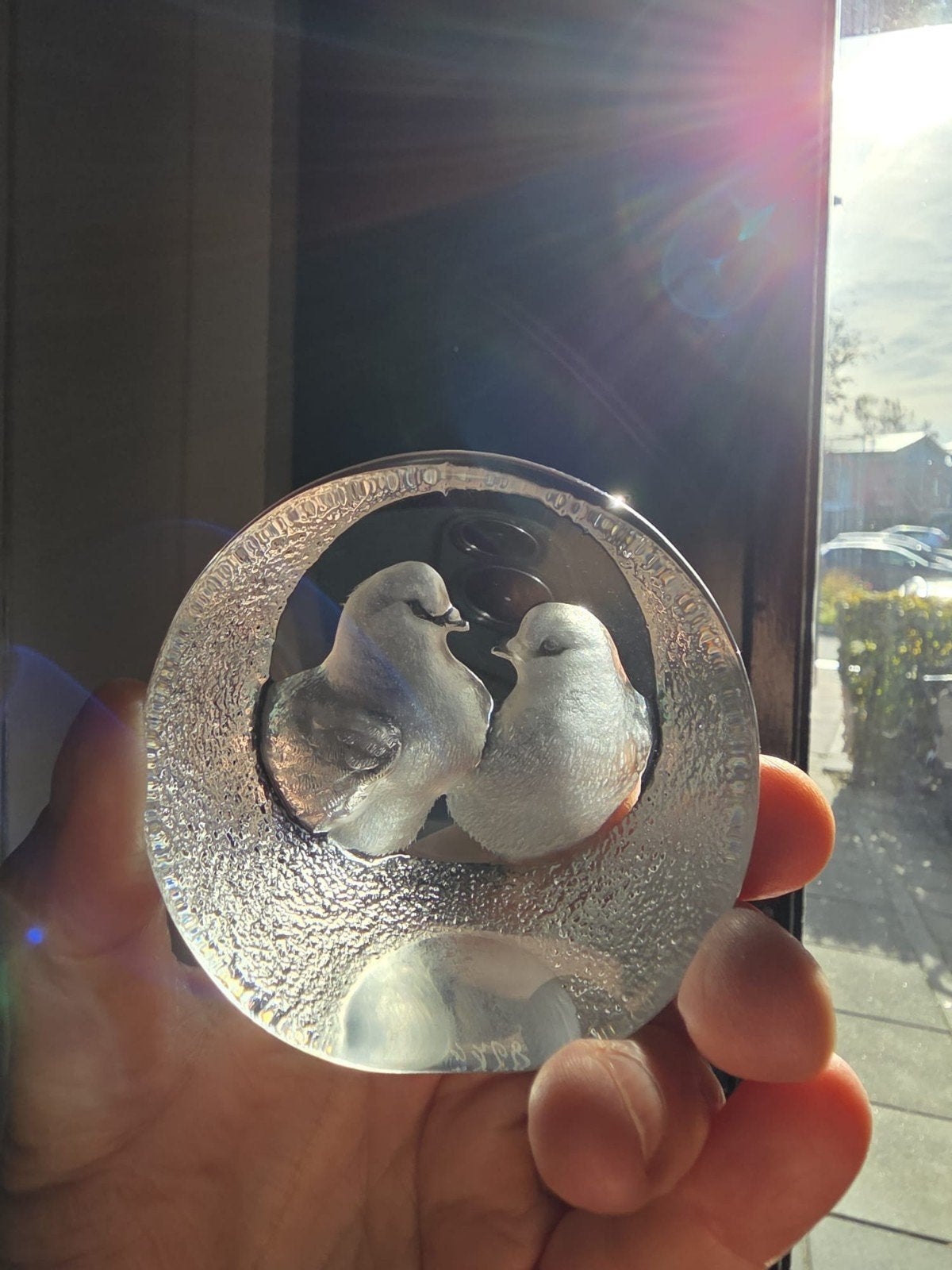 Mats Jonasson Kristallen tortelduifjes sculptuur, Ophalen