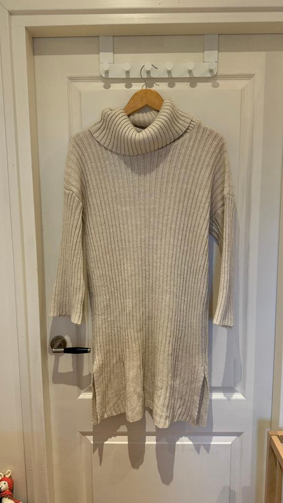 Femme Luxe gebreide coltrui jurk beige maat M, Maat 38/40 (M), Beige, Ophalen of Verzenden, Zo goed als nieuw
