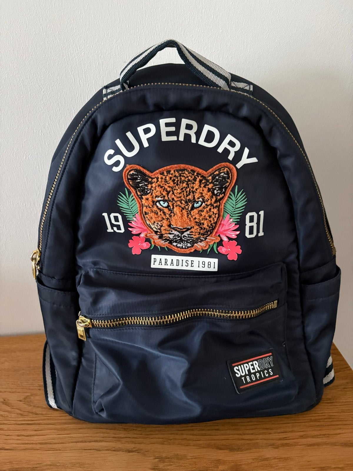Superdry Donkerblauwe Rugzak met Luipaardprint, 30 tot 45 cm, Ophalen, Overige merken, Minder dan 25 cm