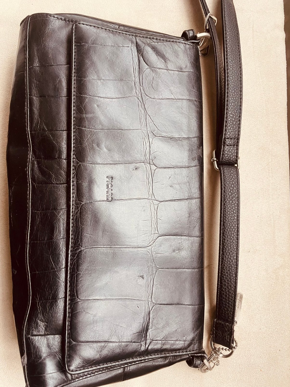Te koop: leren tas, Picard, zwart, met deukje, Ophalen of Verzenden, Zwart, Schoudertasje