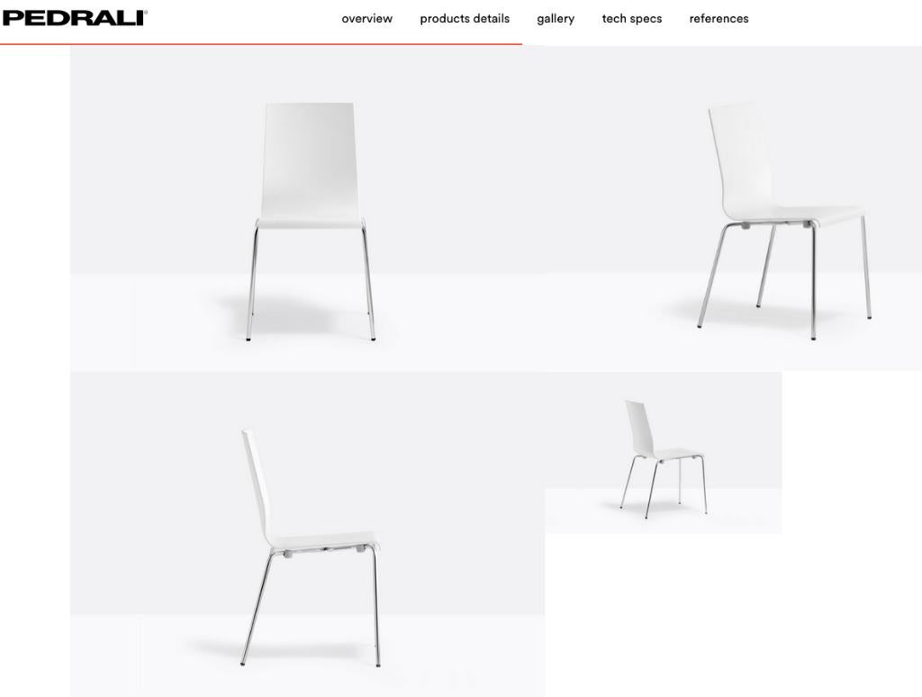 Design stoelen izgs Pedrali Kuadra perfecto., Wit, Ophalen of Verzenden, Zo goed als nieuw, Vier
