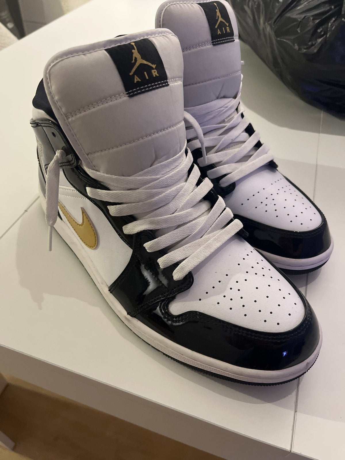 Nike Air Jordan Sneakers Maat 47 - Glanzend Zwart, Ophalen of Verzenden, Gedragen, Zwart, Sneakers of Gympen